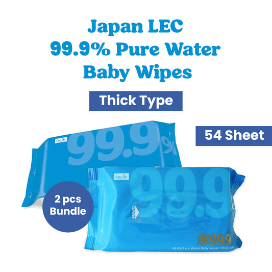 LEC 99.9% Pure Water Baby Wipes (Thick Type) 54 Sheet 2 PCS Bundle