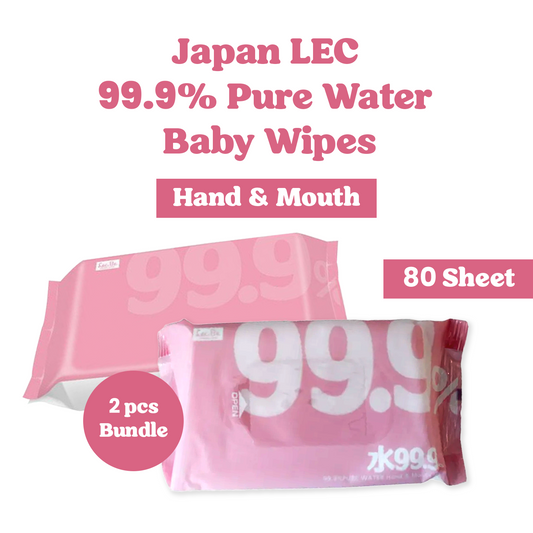 LEC 99.9-Percent Pure Water Messy Times Wet Tissues Hand And Mouth Wipes 80 Sheet 2 PCS Bundle