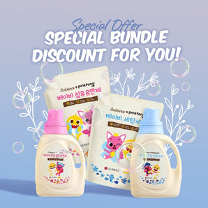 SPECIAL BUNDLE Babience PinkFong Baby Laundry Detergent & Fabric Softener / Made In Korea / Pink and Blue