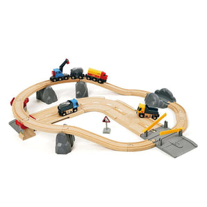 BRIO Rail & Road Quarry Set Toy / Road Loading & Railway Set Toy - 33210