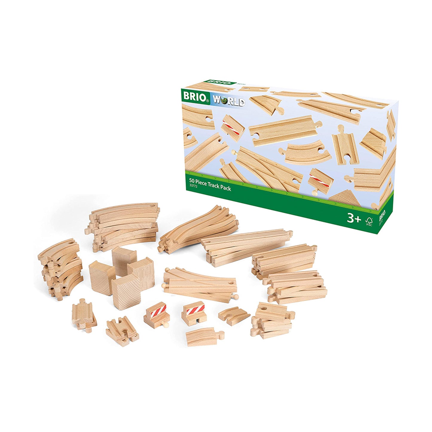 BRIO Special Track Pack 50 Pieces of Wooden Tracks Kids Sets Building Toys - 33772