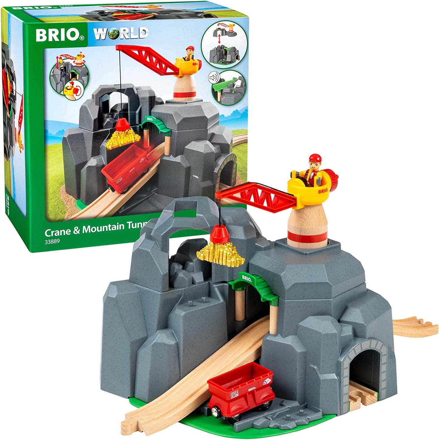 BRIO Crane and Mountain Tunnel - 33889 / Premium High Quality Toddler Toys