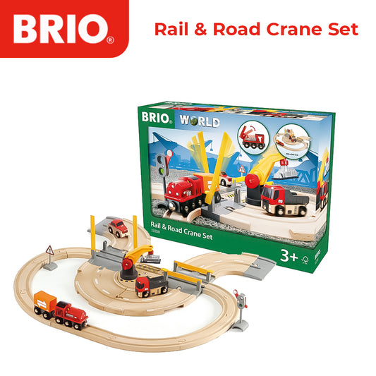 BRIO Road Crane & Rail Set Train Toy / Train Crane Set Toy - 33208