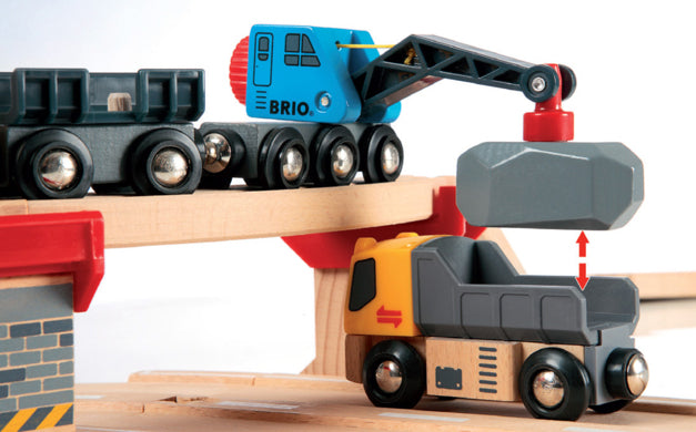 BRIO Rail & Road Quarry Set Toy / Road Loading & Railway Set Toy - 33210